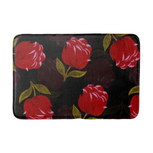 Beautiful Red translucent roses embroidery pattern Bath Mat