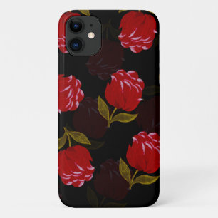 Beautiful Red translucent roses embroidery pattern iPhone 11 Case