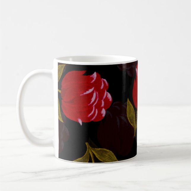 Beautiful Red translucent roses embroidery pattern Coffee Mug (Left)