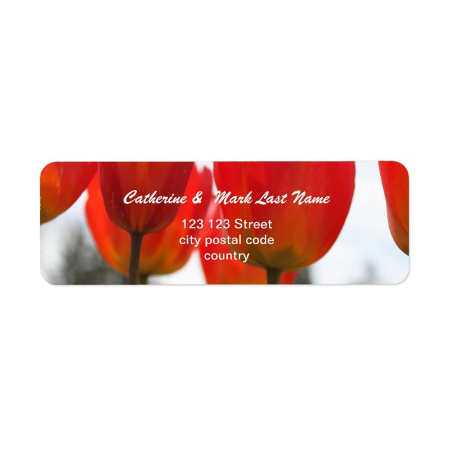 Beautiful Red Tulip Flowers. Return Address Label (Front)