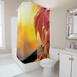 Beautiful red vine leaves in the autumn garden shower curtain