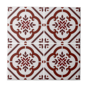 Beautiful red vintage ceramic tile