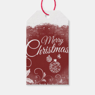 Beautiful Red Wallpaper with Christmas Decorations Gift Tags