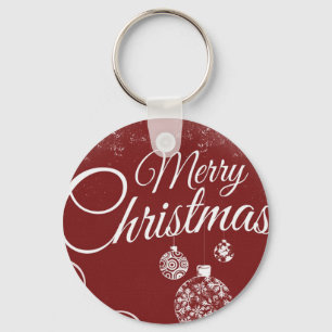 Beautiful Red Wallpaper with Christmas Decorations Key Ring