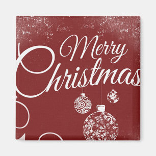 Beautiful Red Wallpaper with Christmas Decorations Magnet