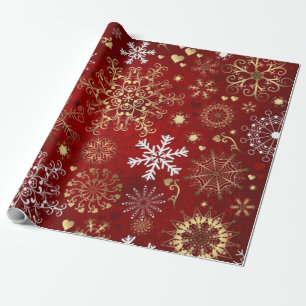 Beautiful Red, White and Golden Christmas Wrapping Paper