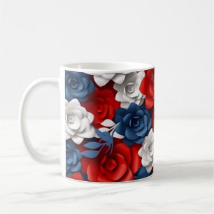 Beautiful Red White Blue Flower Garden Floral USA  Coffee Mug