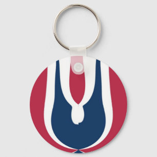Beautiful Red, White, Blue Texture Colour Abstract Key Ring