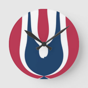 Beautiful Red, White, Blue Texture Colour Abstract Round Clock