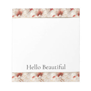 Beautiful Red White Floral Notepad