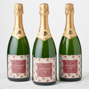 Beautiful Red White Floral Sparkling Wine Label