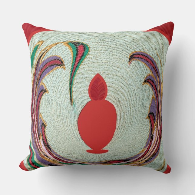 Beautiful Red, White, Purple & Green Texture Colou Cushion (Front)