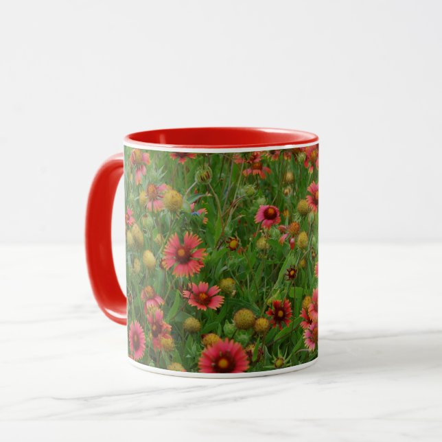 Beautiful Red Wildflowers Floral Mug Cup (Front Left)