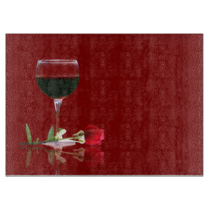 Beautiful Red Wine & Rose Customisable Cutting Board