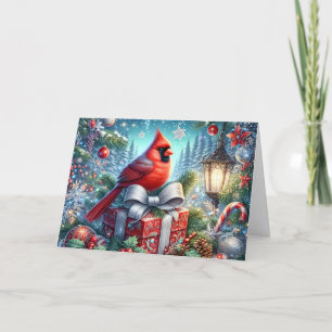 Beautiful Red Winter Cardinal Christmas Holiday Card