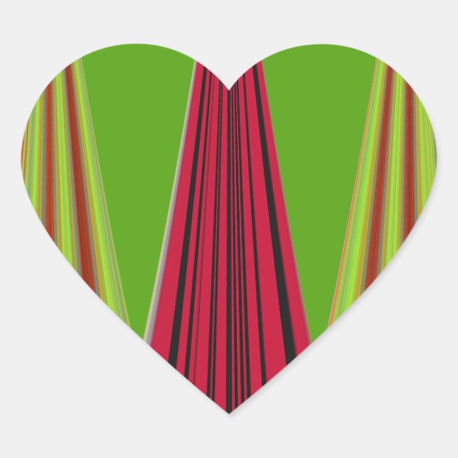 Beautiful red yellow green fractal art design      heart sticker (Front)