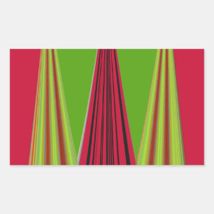 Beautiful red yellow green fractal art design      rectangular sticker