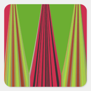 Beautiful red yellow green fractal art design      square sticker