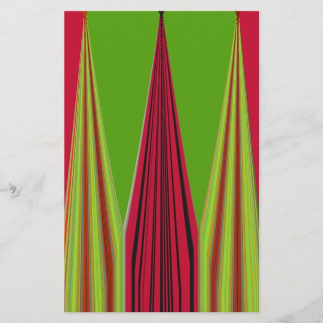Beautiful red yellow green fractal art design      stationery (Front)