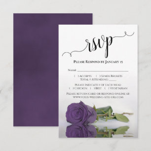 Beautiful Reflecting Amethyst Purple Rose Wedding RSVP Card
