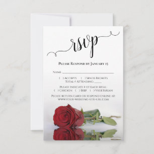 Beautiful Reflecting Red Rose Wedding RSVP Card