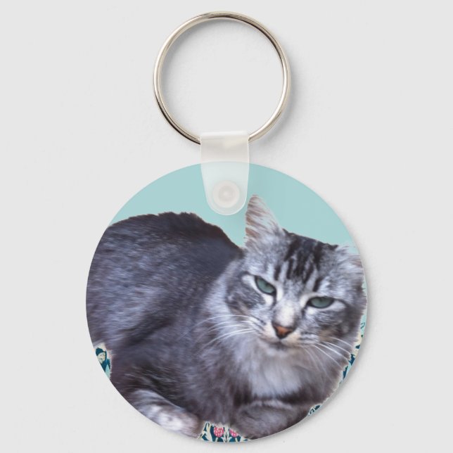 Beautiful Relaxing Cat   Key Ring (Front)
