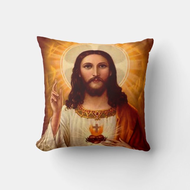 Beautiful religious Sacred Heart of Jesus image Cushion (Front)