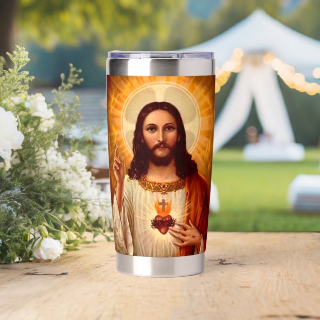 Beautiful religious Sacred Heart of Jesus image Insulated Tumbler (Wedding (Rotated))
