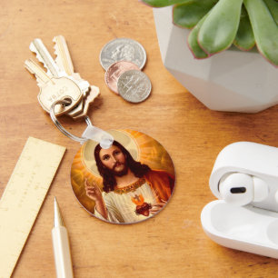 Beautiful religious Sacred Heart of Jesus image Key Ring