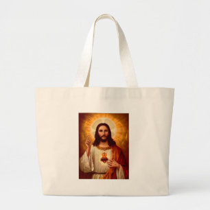 Beautiful religious Sacred Heart of Jesus image Large Tote Bag