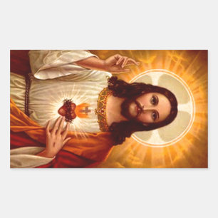 Beautiful religious Sacred Heart of Jesus image Rectangular Sticker