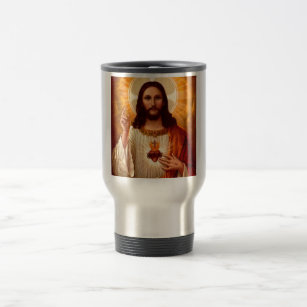 Beautiful religious Sacred Heart of Jesus image Travel Mug