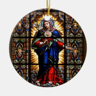 Beautiful Religious Sacred Heart of Virgin Mary Ceramic Ornament