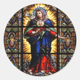 Beautiful Religious Sacred Heart of Virgin Mary Classic Round Sticker