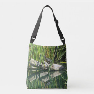 Beautiful Resting Turtle Water Reflection Photo Crossbody Bag