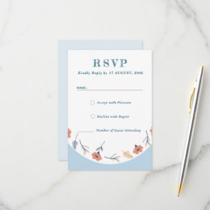 Beautiful Retro Baby Blue Wedding RSVP Cards