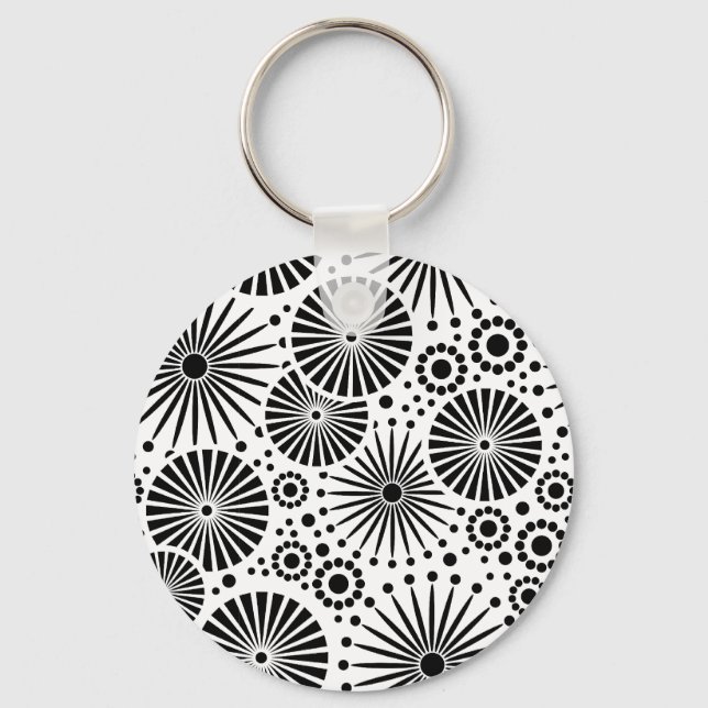 Beautiful retro black and white Keychain (Front)