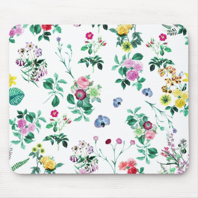 Beautiful Retro Floral Art Mouse Pad (Front)