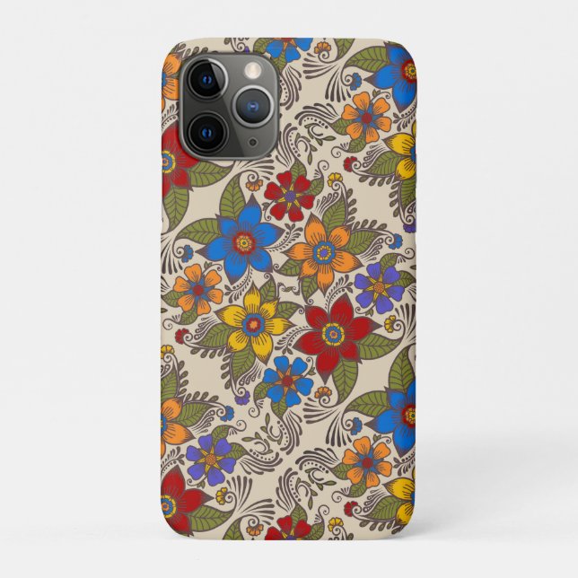 Beautiful Retro Folk Art Floral Design Case-Mate iPhone Case (Back)
