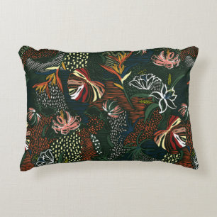 Beautiful retro hand drawn flower , tropical palm decorative cushion