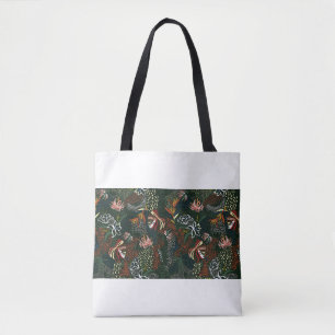 Beautiful retro hand drawn flower , tropical palm tote bag