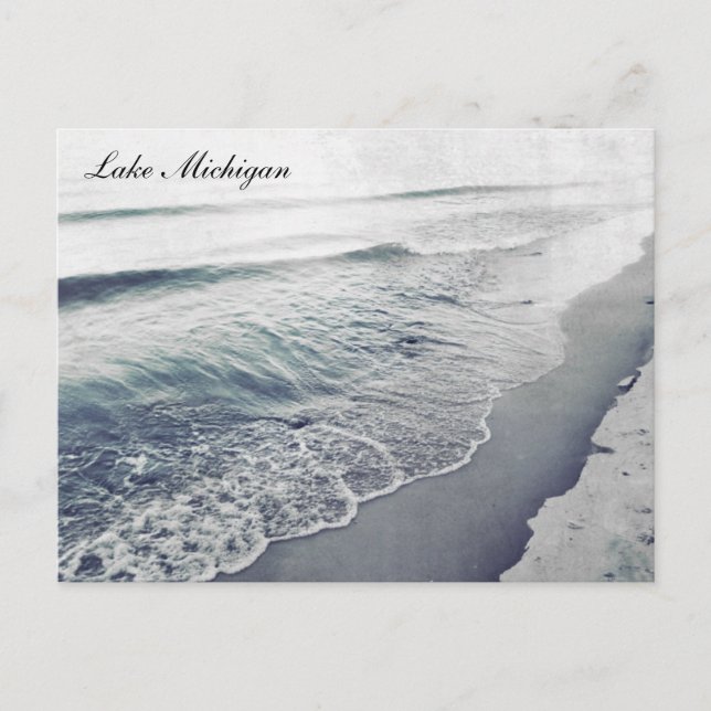 Beautiful Retro Lake Michigan Shoreline Beach Postcard (Front)