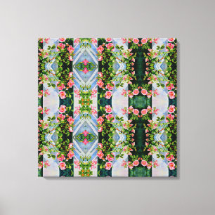 Beautiful retro pink red roses watercolor floral canvas print