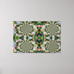Beautiful retro pink red roses watercolor floral canvas print