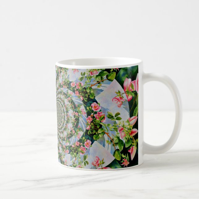 Beautiful retro pink red roses watercolor floral coffee mug (Right)