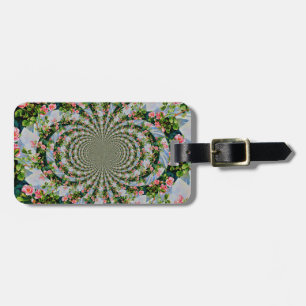 Beautiful retro pink red roses watercolor floral luggage tag