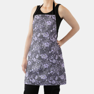 Beautiful retro style blue pastel floral pattern apron