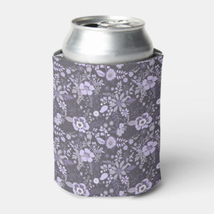 Beautiful retro style blue pastel floral pattern can cooler