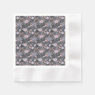 Beautiful retro style blue pastel floral pattern napkin