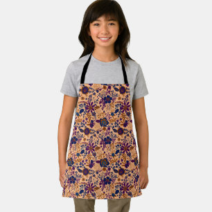 Beautiful retro style orange pastel floral pattern apron